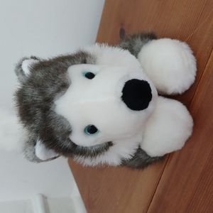 Aurora World Lying Siberian Husky Plush 13"